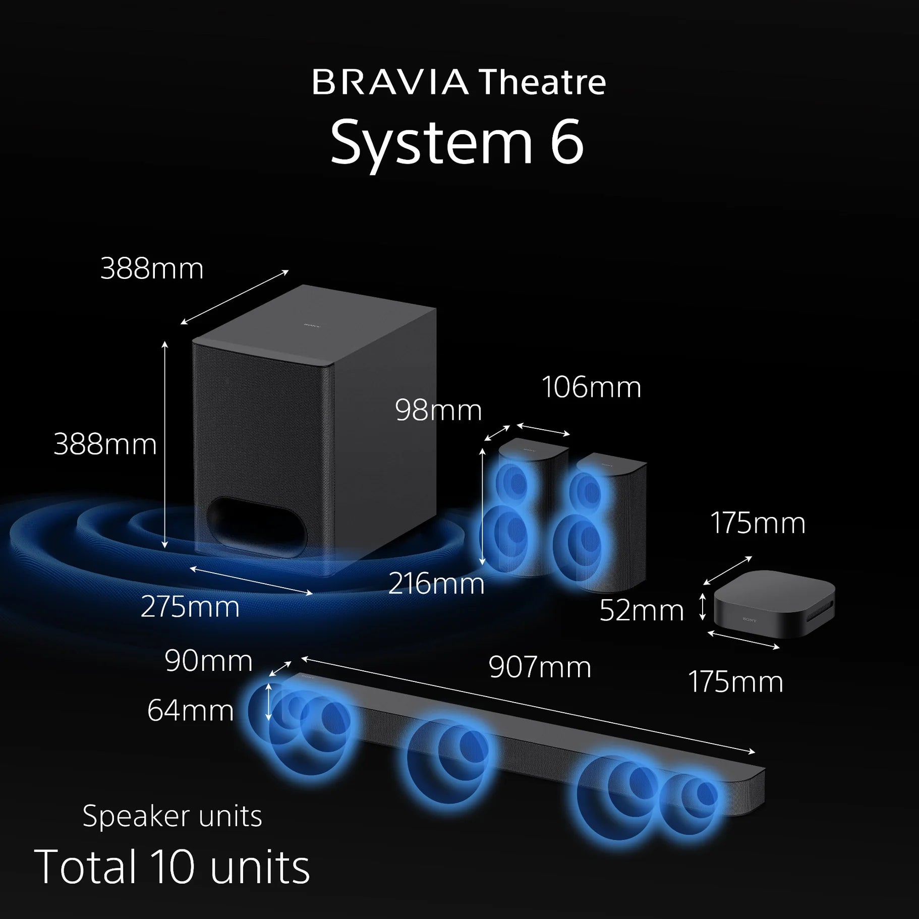 HT-S60 | BRAVIA Theatre System 6 | 5.1ch Home Theatre System | 1000 W total power output | Dolby Atmos®/DTS:X®